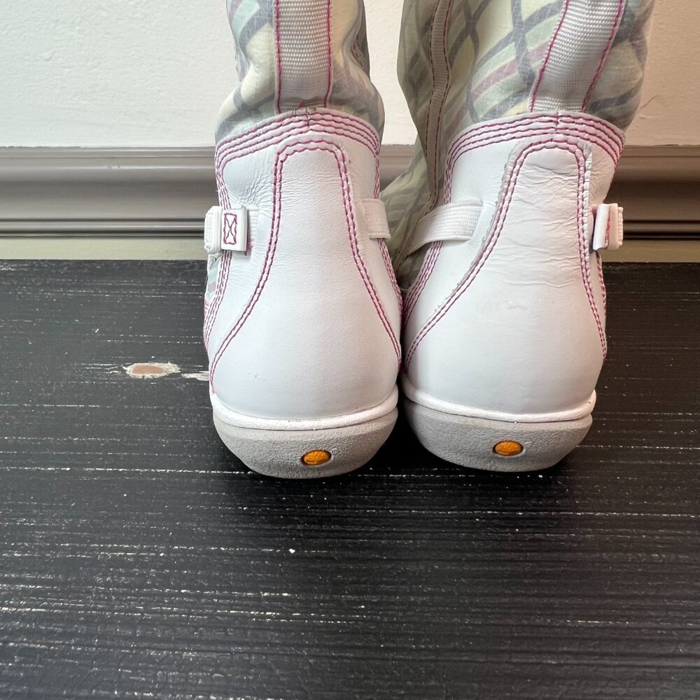 Timberland Tall Plaid Racing Rare Boots Women Size 8M Leather Vintage Mod Biking - Picture 9 of 13